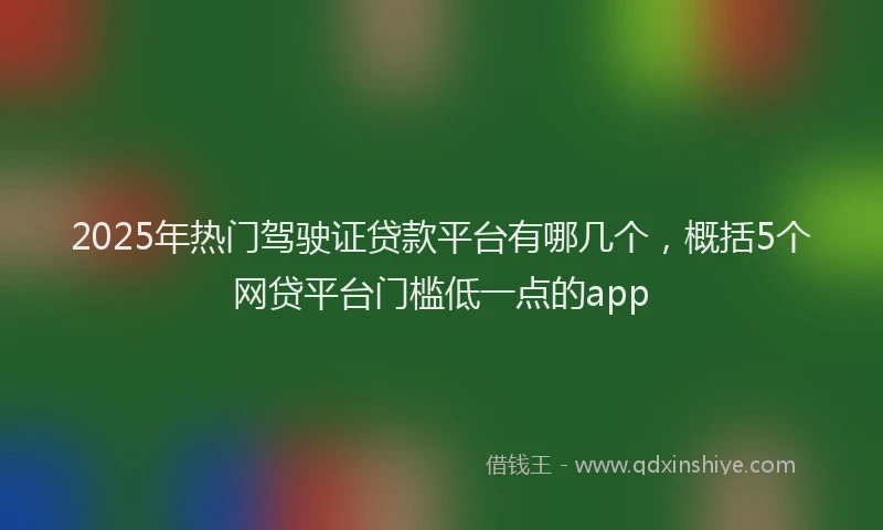 2025年热门驾驶证贷款平台有哪几个，概括5个网贷平台门槛低一点的app