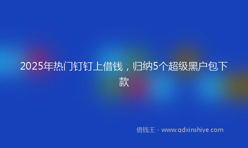 2025年热门钉钉上借钱，归纳5个超级黑户包下款