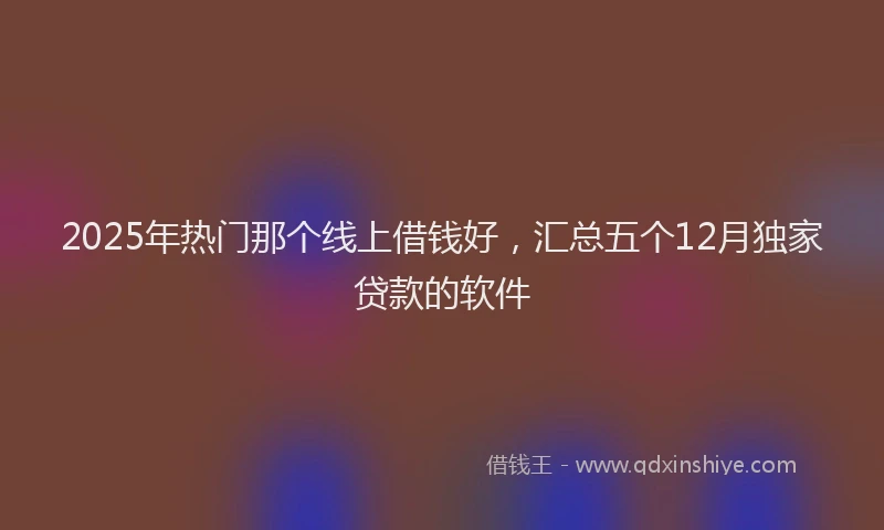 2025年热门那个线上借钱好，汇总五个12月独家贷款的软件