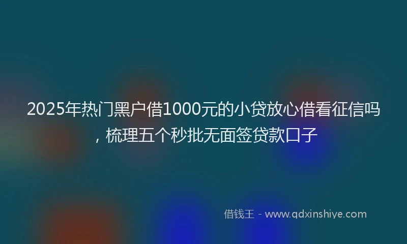 2025年热门黑户借1000元的小贷放心借看征信吗，梳理五个秒批无面签贷款口子