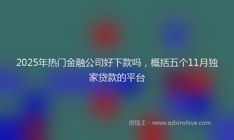 2025年热门金融公司好下款吗，概括五个11月独家贷款的平台