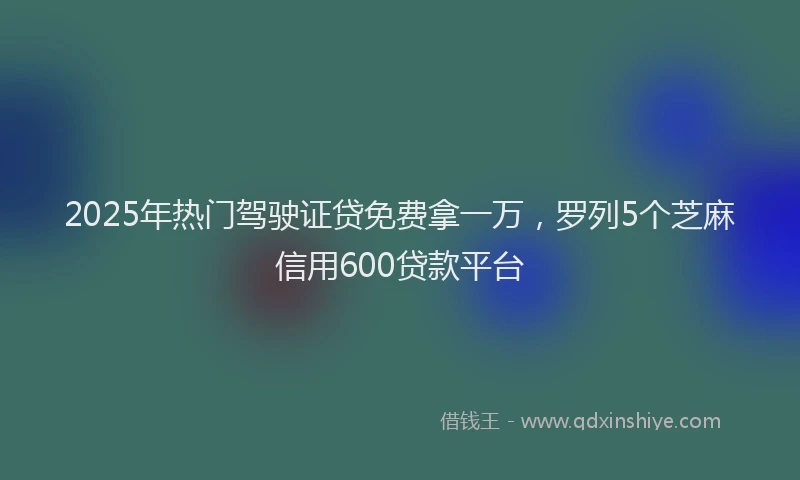 2025年热门驾驶证贷免费拿一万，罗列5个芝麻信用600贷款平台