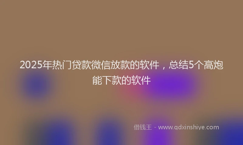2025年热门贷款微信放款的软件，总结5个高炮能下款的软件