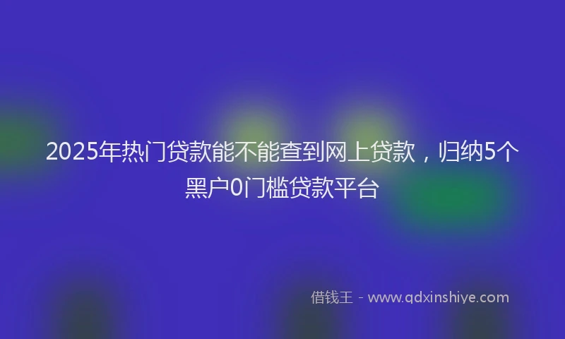 2025年热门贷款能不能查到网上贷款，归纳5个黑户0门槛贷款平台
