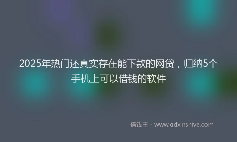 2025年热门还真实存在能下款的网贷，归纳5个手机上可以借钱的软件