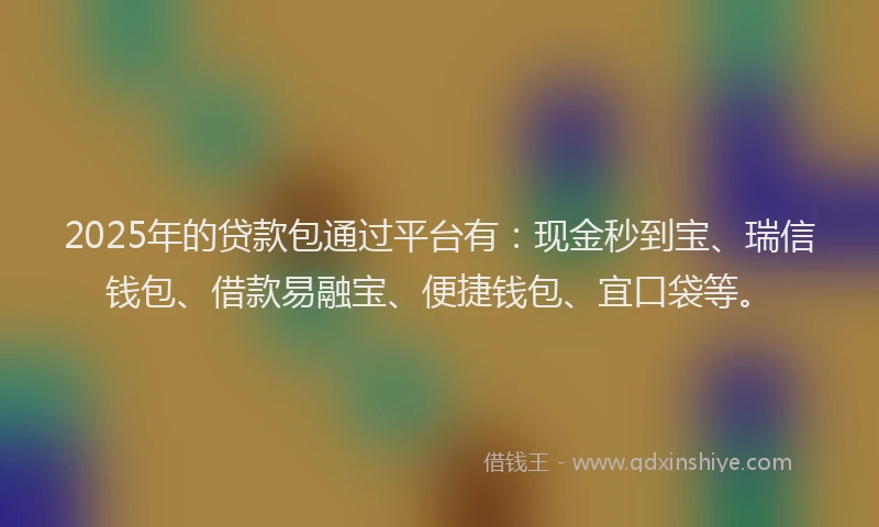 2025年的贷款包通过平台有：现金秒到宝、瑞信钱包、借款易融宝、便捷钱包、宜口袋等。
