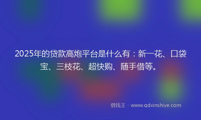 2025年的贷款高炮平台是什么有：新一花、口袋宝、三枝花、超快购、随手借等。