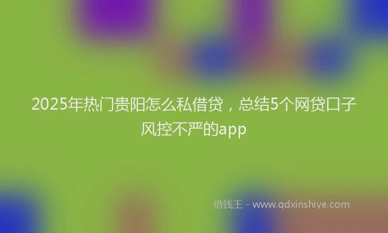 2025年热门贵阳怎么私借贷，总结5个网贷口子风控不严的app