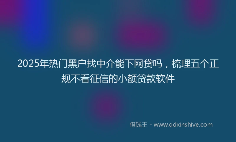 2025年热门黑户找中介能下网贷吗，梳理五个正规不看征信的小额贷款软件