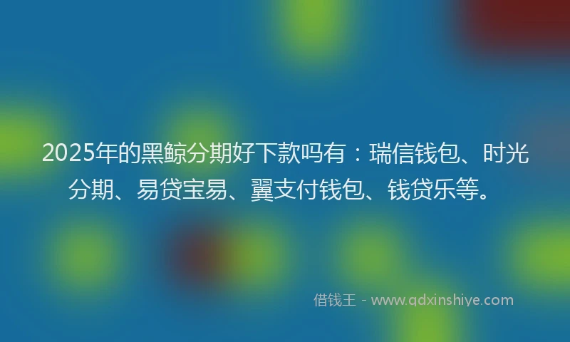 2025年的黑鲸分期好下款吗有：瑞信钱包、时光分期、易贷宝易、翼支付钱包、钱贷乐等。
