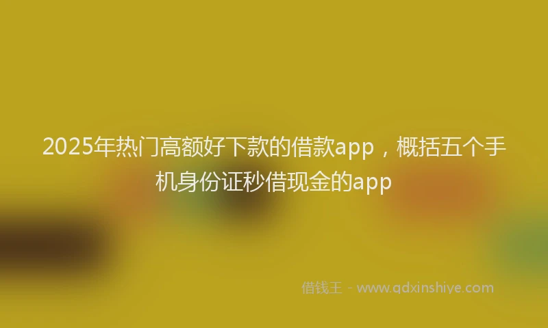 2025年热门高额好下款的借款app，概括五个手机身份证秒借现金的app