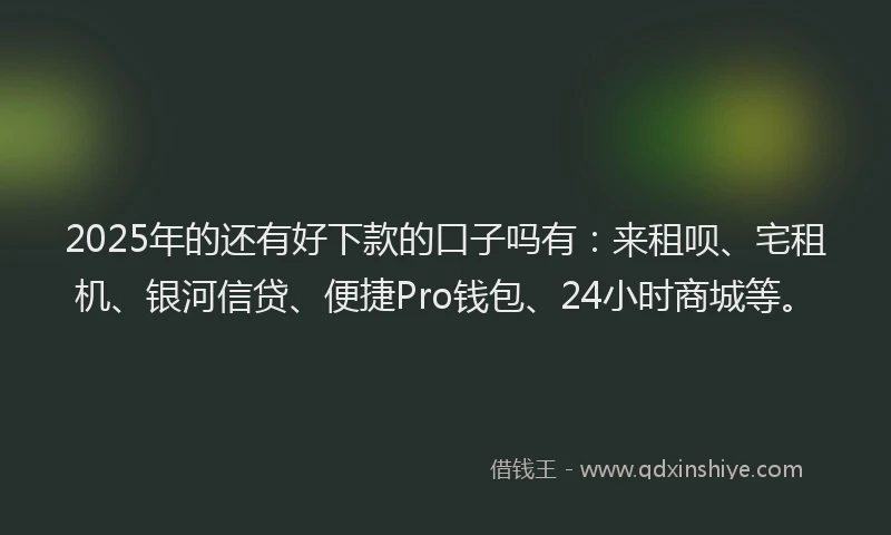 2025年的还有好下款的口子吗有：来租呗、宅租机、银河信贷、便捷Pro钱包、24小时商城等。