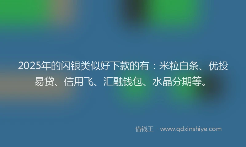 2025年的闪银类似好下款的有：米粒白条、优投易贷、信用飞、汇融钱包、水晶分期等。