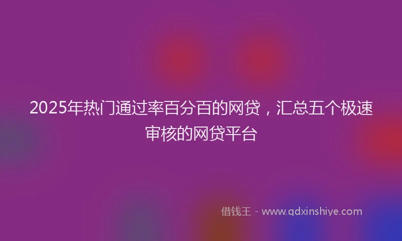 2025年热门通过率百分百的网贷，汇总五个极速审核的网贷平台
