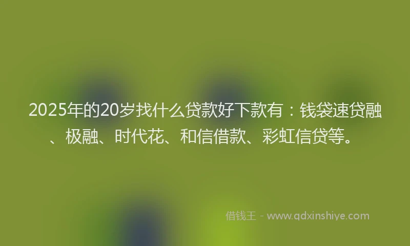 2025年的20岁找什么贷款好下款有：钱袋速贷融、极融、时代花、和信借款、彩虹信贷等。