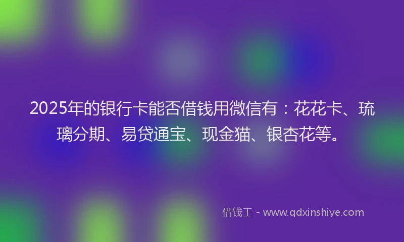 2025年的银行卡能否借钱用微信有：花花卡、琉璃分期、易贷通宝、现金猫、银杏花等。