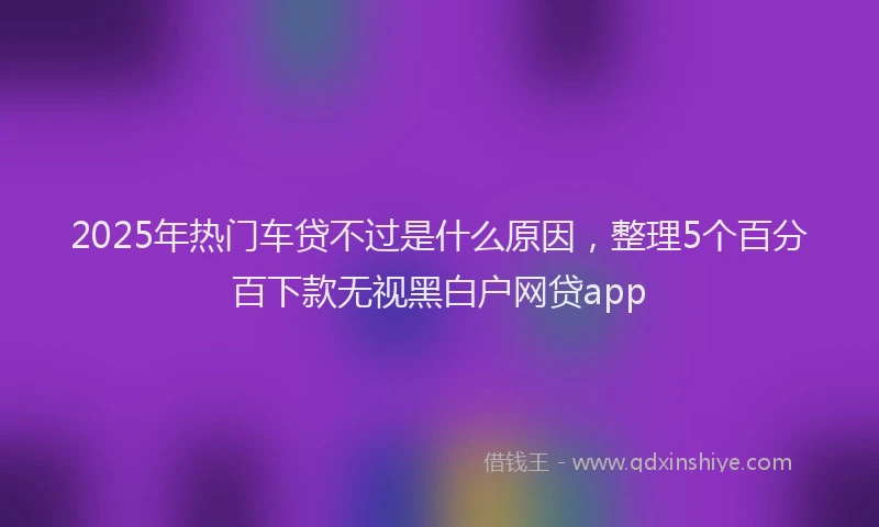 2025年热门车贷不过是什么原因，整理5个百分百下款无视黑白户网贷app