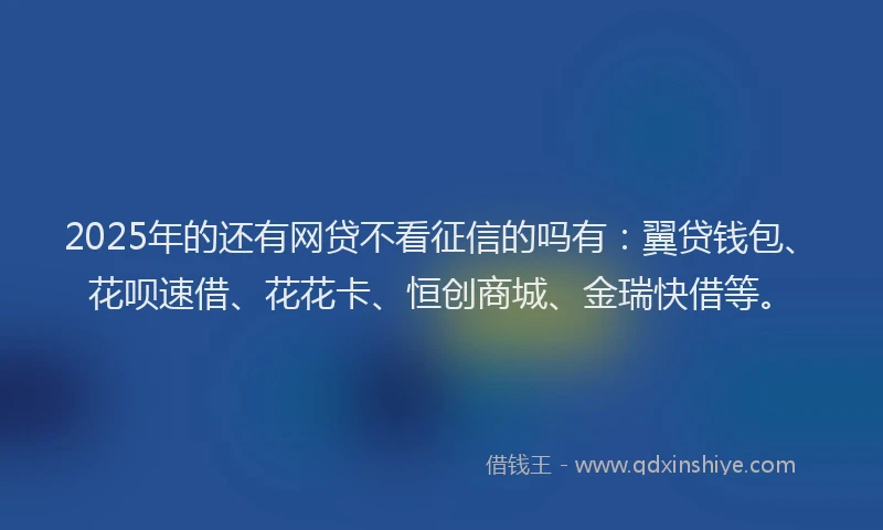 2025年的还有网贷不看征信的吗有：翼贷钱包、花呗速借、花花卡、恒创商城、金瑞快借等。