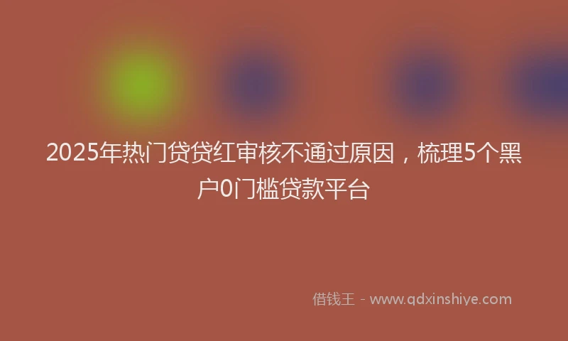 2025年热门贷贷红审核不通过原因，梳理5个黑户0门槛贷款平台