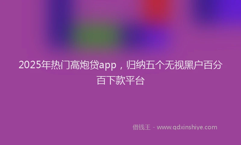 2025年热门高炮贷app，归纳五个无视黑户百分百下款平台