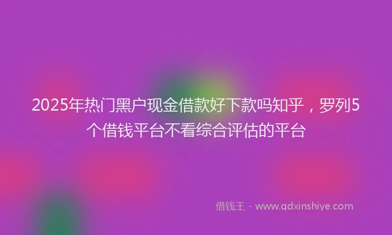 2025年热门黑户现金借款好下款吗知乎，罗列5个借钱平台不看综合评估的平台