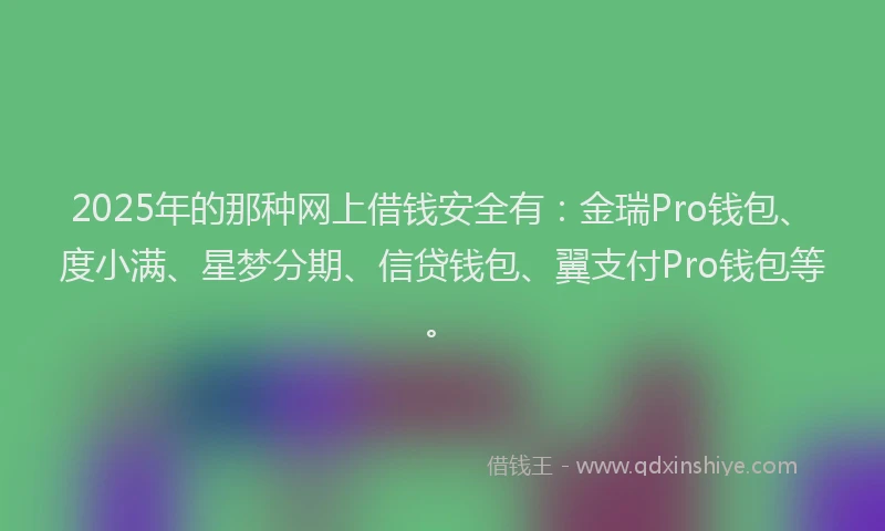 2025年的那种网上借钱安全有：金瑞Pro钱包、度小满、星梦分期、信贷钱包、翼支付Pro钱包等。