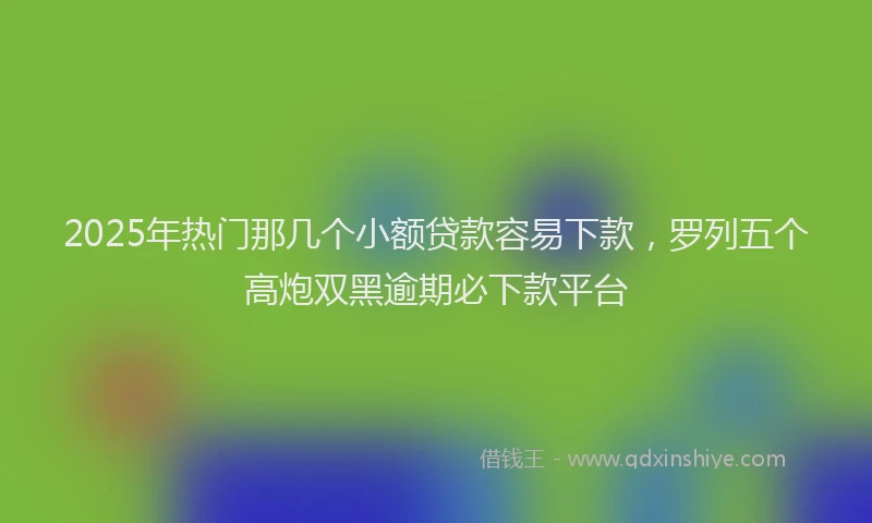 2025年热门那几个小额贷款容易下款，罗列五个高炮双黑逾期必下款平台