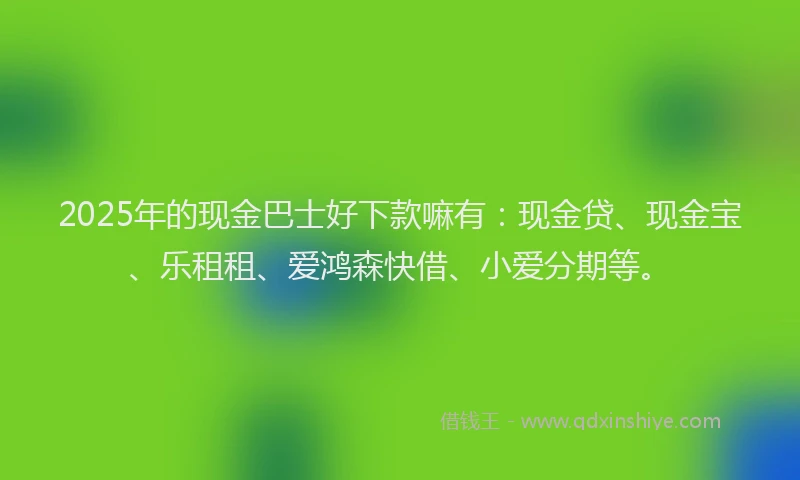2025年的现金巴士好下款嘛有：现金贷、现金宝、乐租租、爱鸿森快借、小爱分期等。