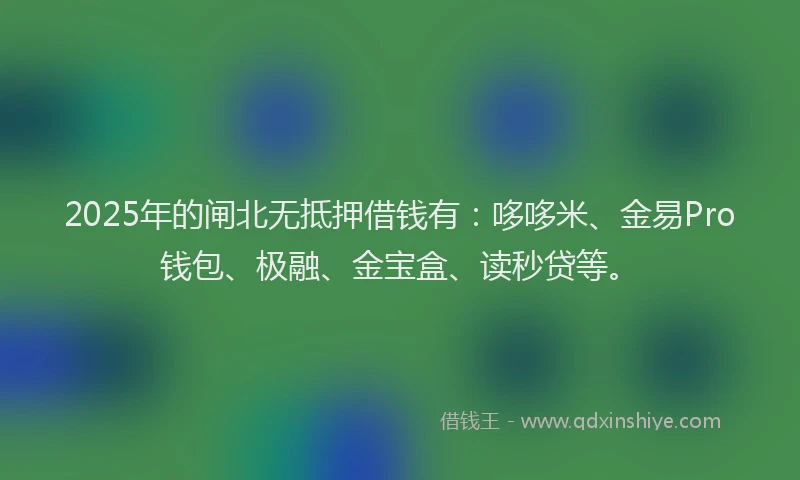 2025年的闸北无抵押借钱有：哆哆米、金易Pro钱包、极融、金宝盒、读秒贷等。