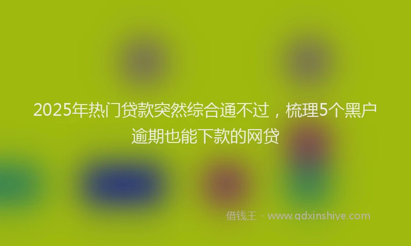 2025年热门贷款突然综合通不过，梳理5个黑户逾期也能下款的网贷