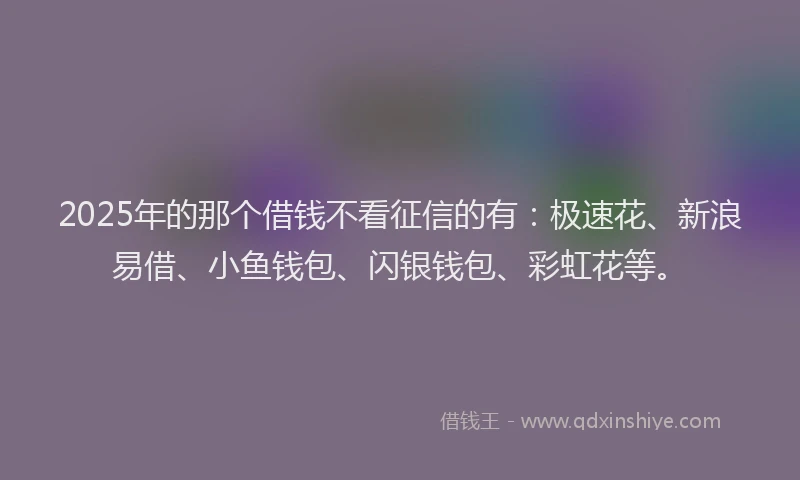 2025年的那个借钱不看征信的有：极速花、新浪易借、小鱼钱包、闪银钱包、彩虹花等。