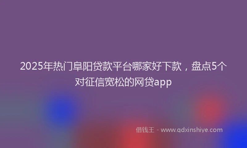 2025年热门阜阳贷款平台哪家好下款，盘点5个对征信宽松的网贷app