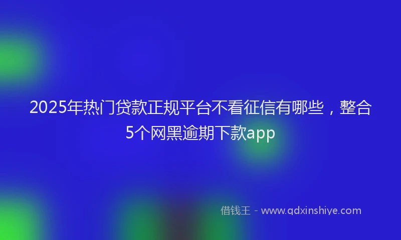 2025年热门贷款正规平台不看征信有哪些，整合5个网黑逾期下款app