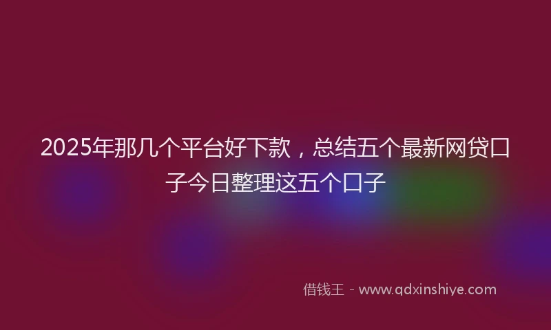 2025年那几个平台好下款，总结五个最新网贷口子今日整理这五个口子