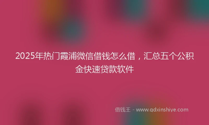 2025年热门霞浦微信借钱怎么借，汇总五个公积金快速贷款软件