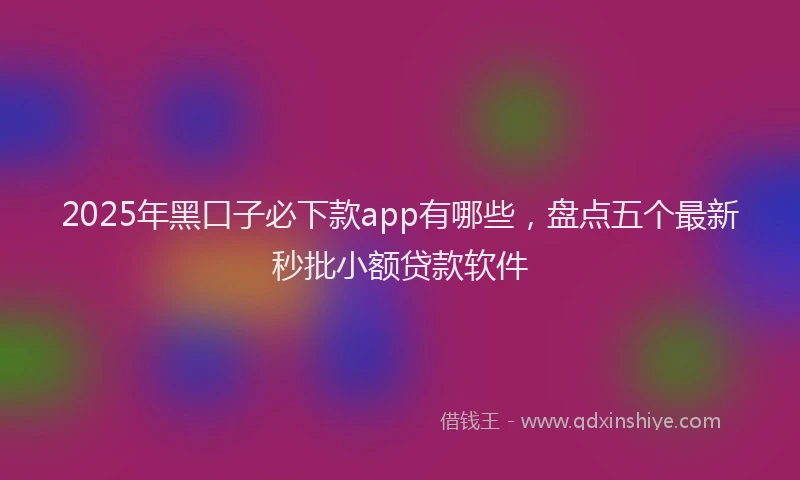 2025年黑口子必下款app有哪些，盘点五个最新秒批小额贷款软件