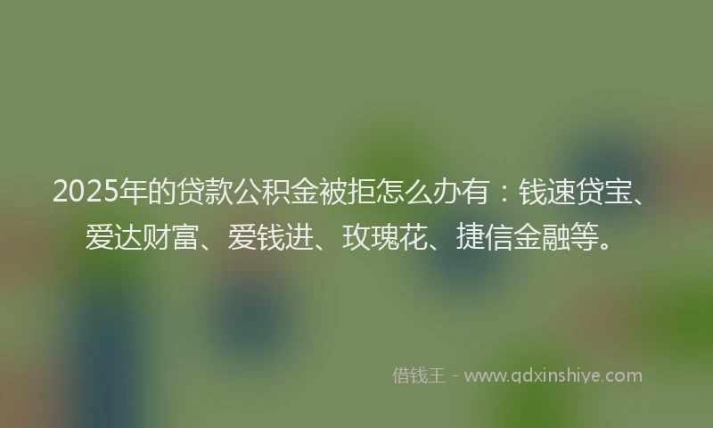 2025年的贷款公积金被拒怎么办有：钱速贷宝、爱达财富、爱钱进、玫瑰花、捷信金融等。