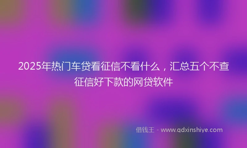 2025年热门车贷看征信不看什么，汇总五个不查征信好下款的网贷软件