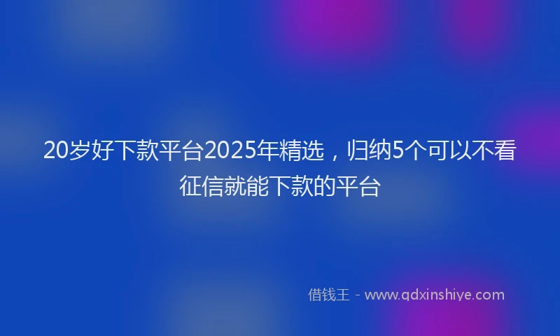 20岁好下款平台2025年精选，归纳5个可以不看征信就能下款的平台