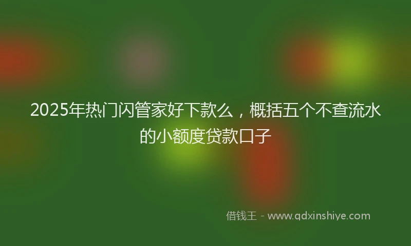 2025年热门闪管家好下款么，概括五个不查流水的小额度贷款口子