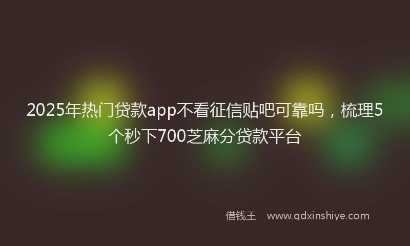 2025年热门贷款app不看征信贴吧可靠吗，梳理5个秒下700芝麻分贷款平台