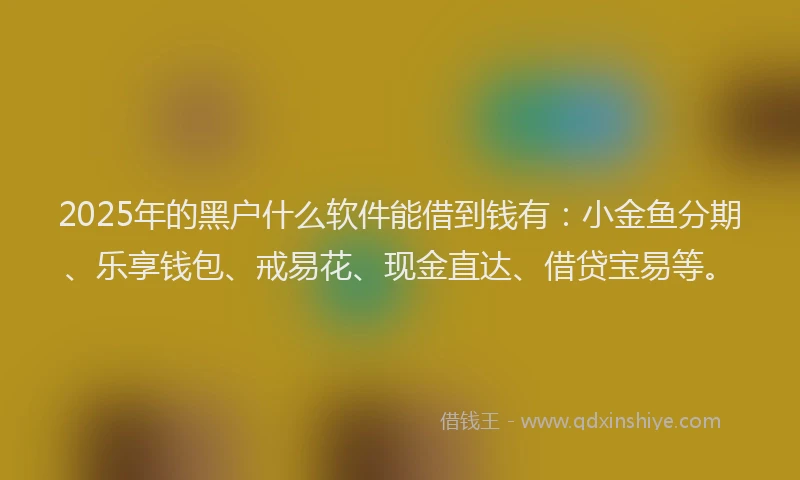 2025年的黑户什么软件能借到钱有：小金鱼分期、乐享钱包、戒易花、现金直达、借贷宝易等。