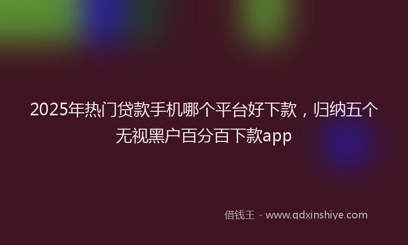 2025年热门贷款手机哪个平台好下款，归纳五个无视黑户百分百下款app