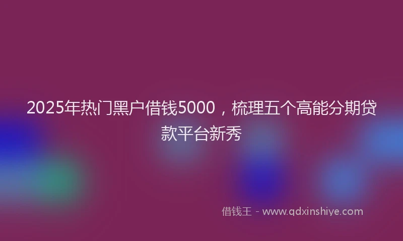 2025年热门黑户借钱5000，梳理五个高能分期贷款平台新秀