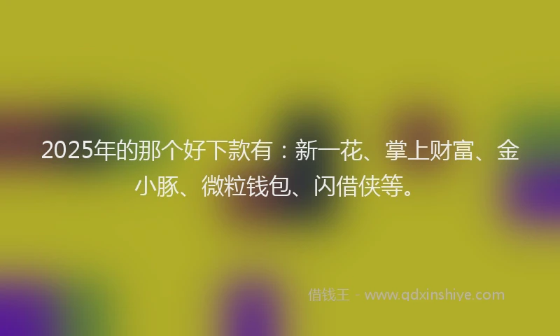 2025年的那个好下款有：新一花、掌上财富、金小豚、微粒钱包、闪借侠等。