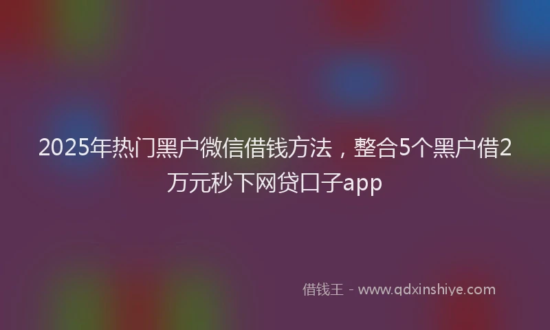 2025年热门黑户微信借钱方法，整合5个黑户借2万元秒下网贷口子app