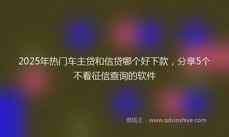 2025年热门车主贷和信贷哪个好下款，分享5个不看征信查询的软件