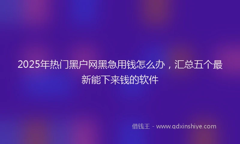 2025年热门黑户网黑急用钱怎么办，汇总五个最新能下来钱的软件