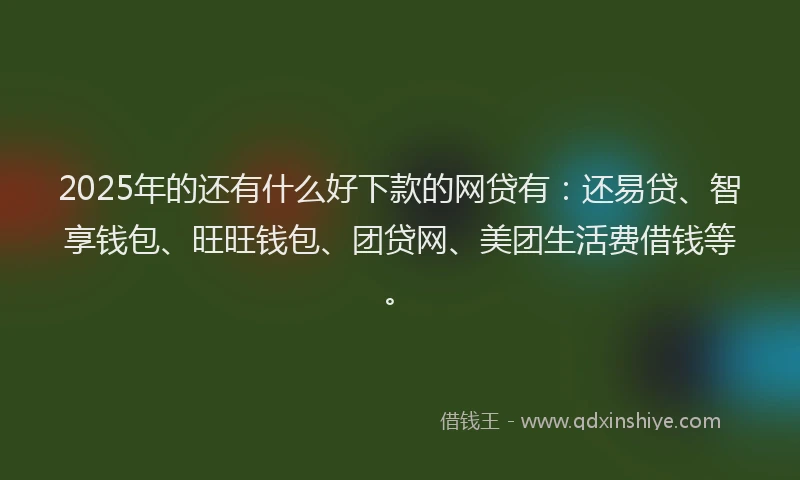 2025年的还有什么好下款的网贷有：还易贷、智享钱包、旺旺钱包、团贷网、美团生活费借钱等。