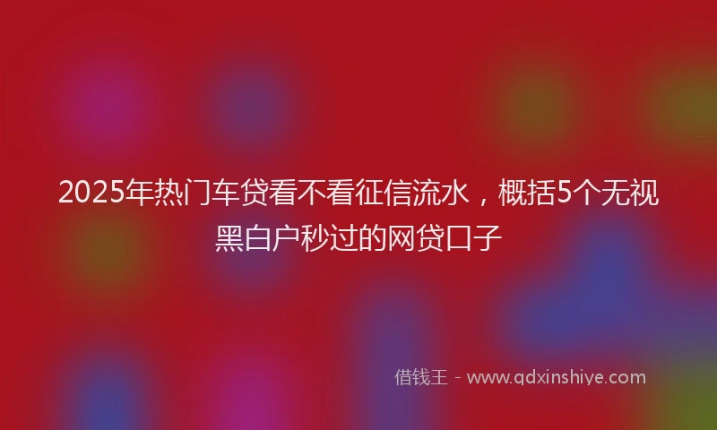2025年热门车贷看不看征信流水，概括5个无视黑白户秒过的网贷口子